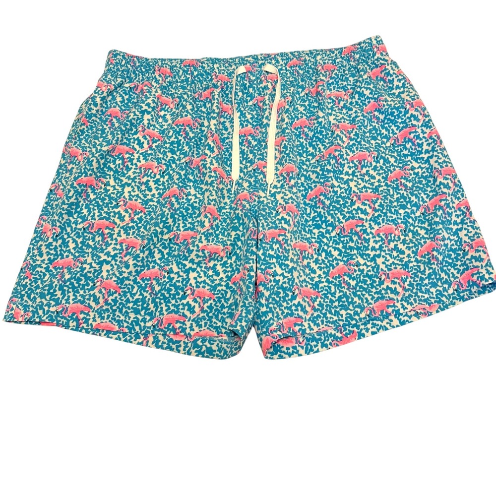 Chubbies Mens 2XL Flamingo Print Swim Trunks Teal Pink 5.5 Inch Inseam Shorts